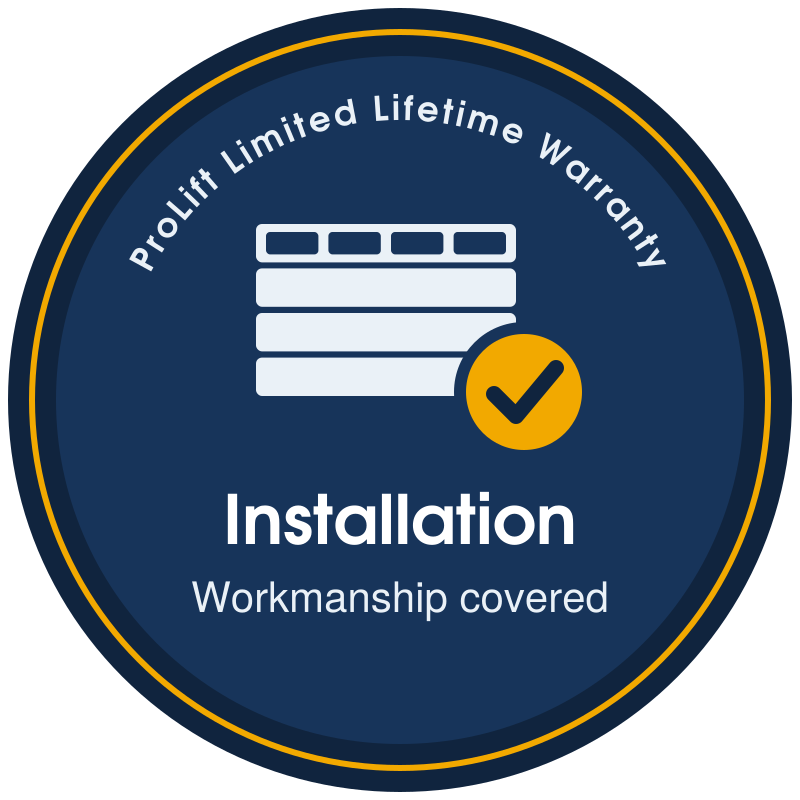 ProLift installation workmanship warranty badge